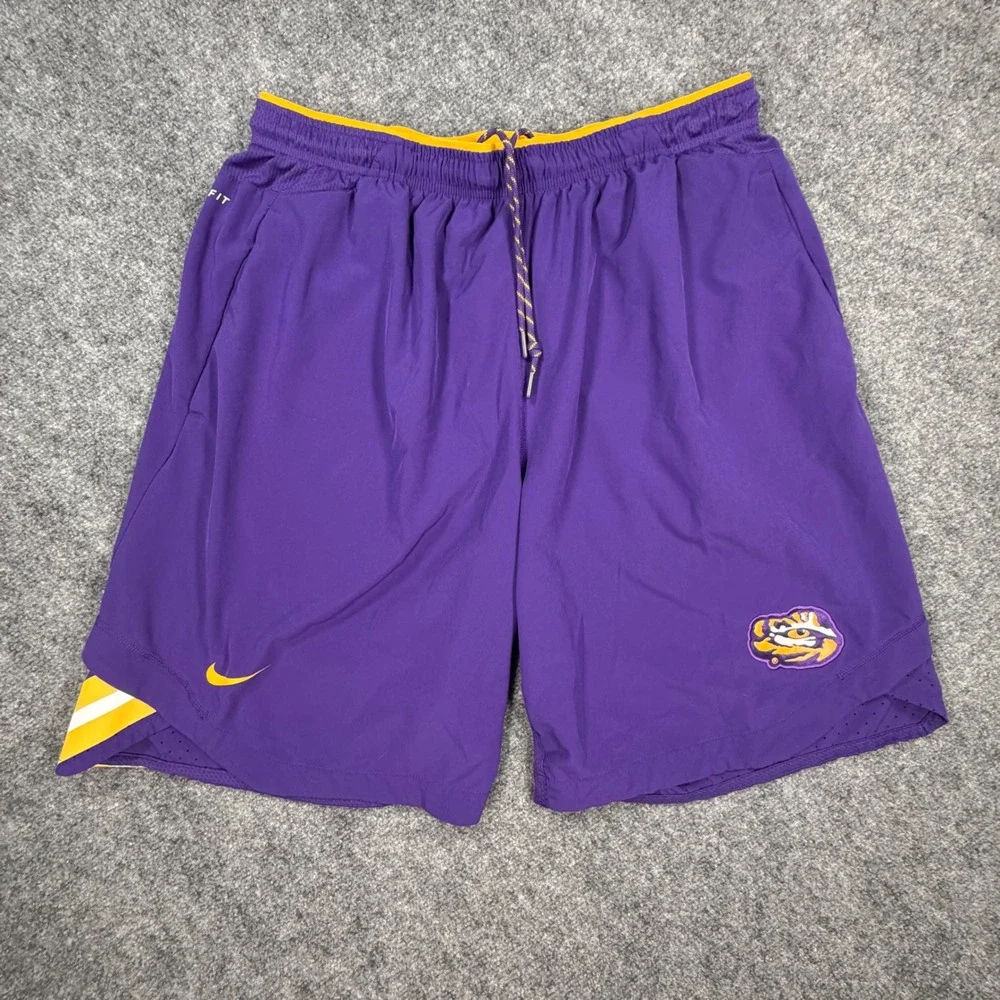 Nike Team Issued LSU Tigers Dri-FIT Athletic Shorts Mens XL Purple Training 0543